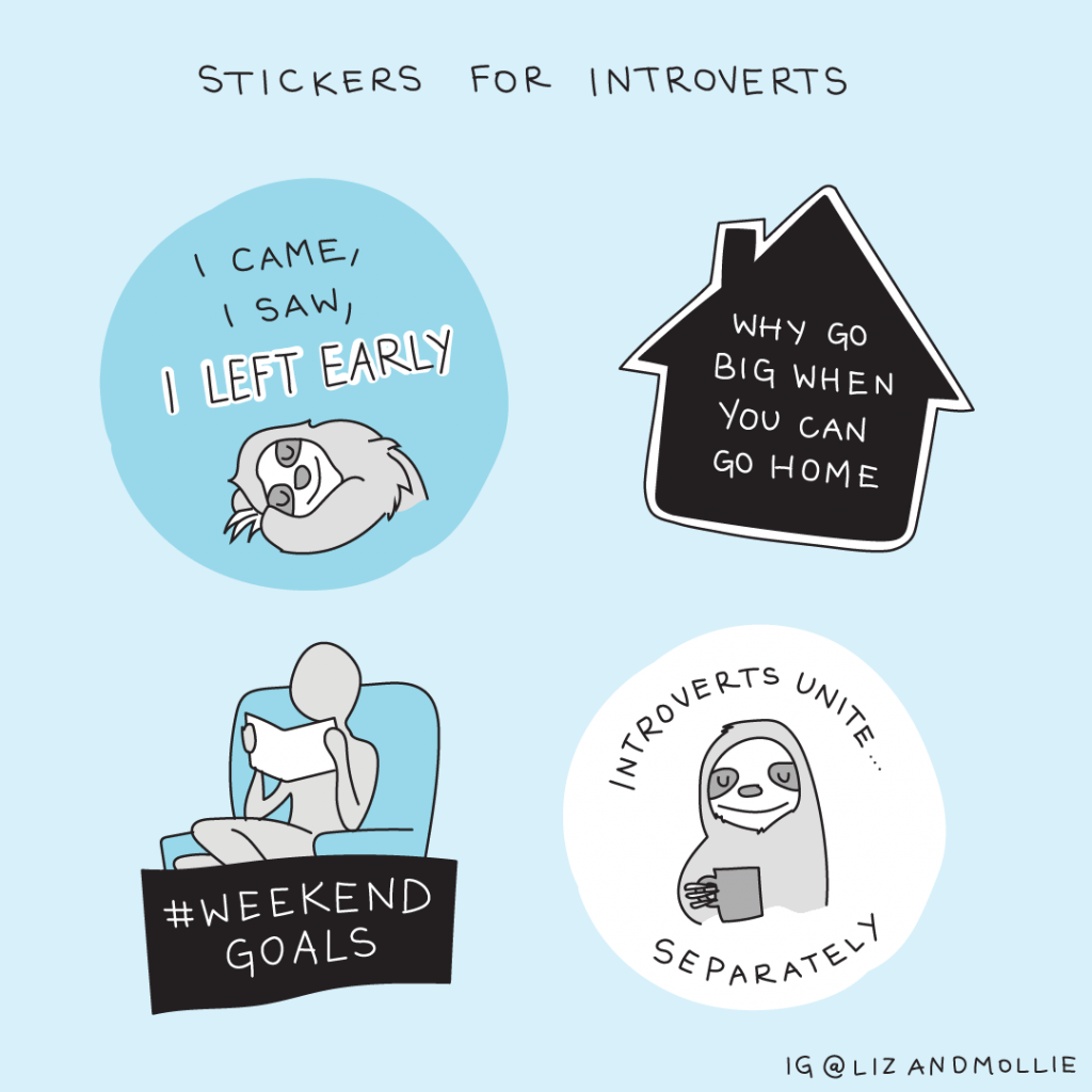 An illustration of stickers for introverts.