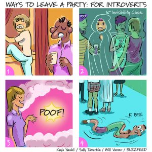 ways for introverts to leave a party meme