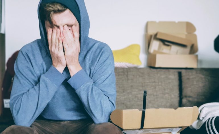 an introvert is stressed on moving day