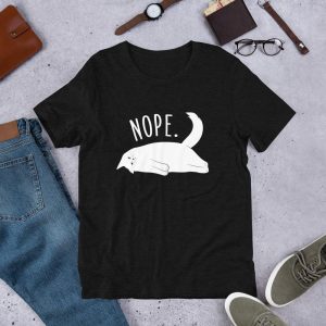 a shirt with a cat that says nope