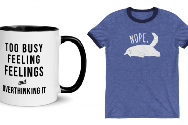 a coffee mug and shirt represent things introverts want asap