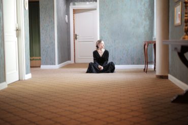 a woman isolating at home