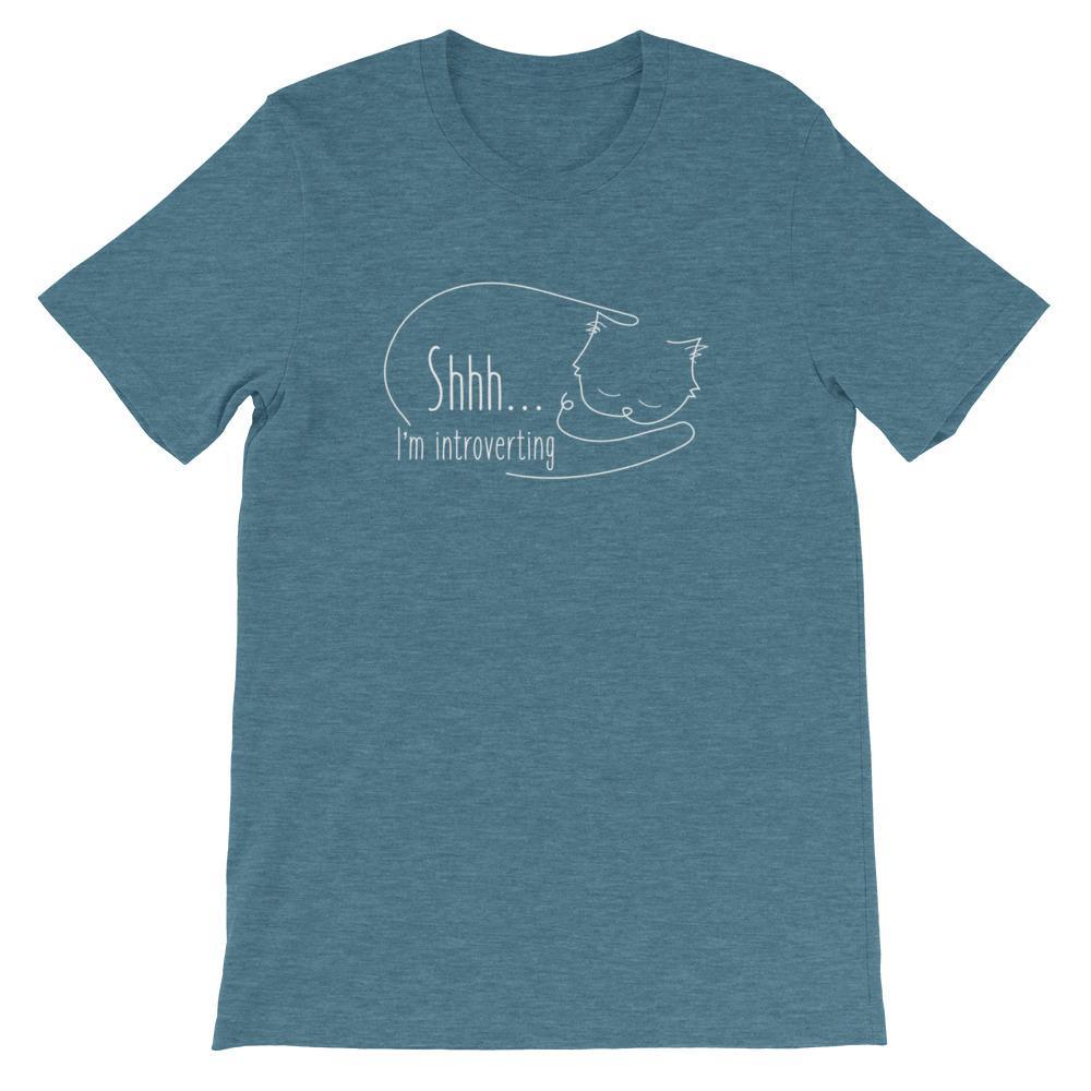 best introvert gifts shh I'm introverting cat t-shirt