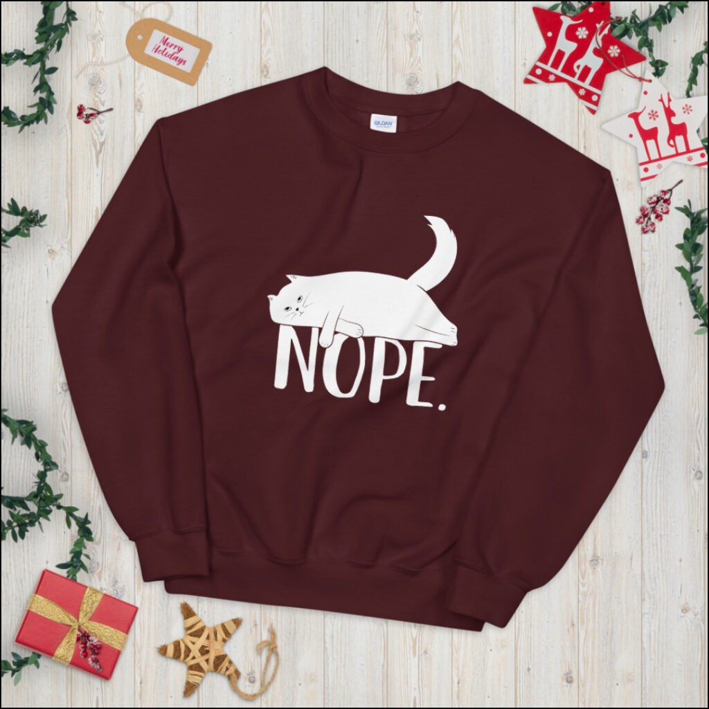 best gifts for introverts nope cat sweatshirt