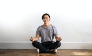 An introvert meditating