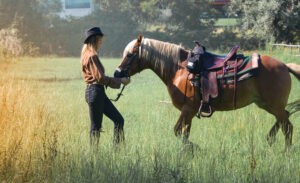 An introverts talks to her horse